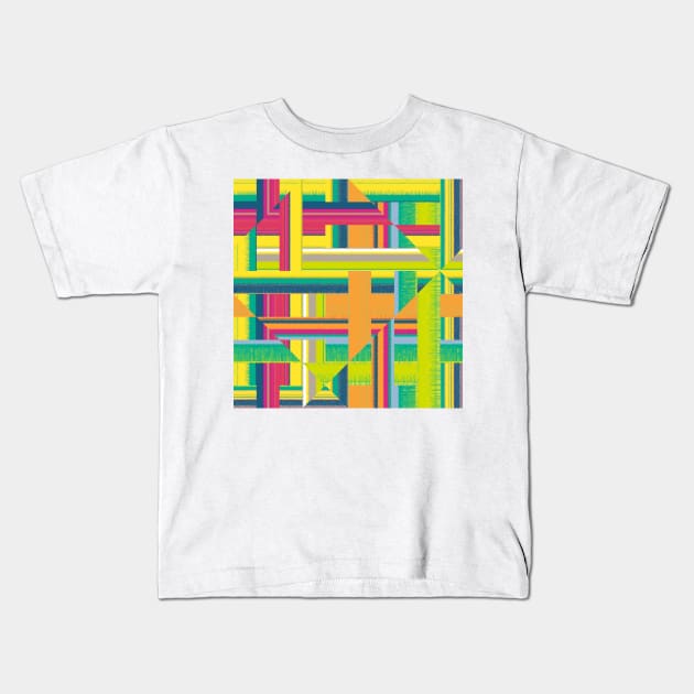 Geometrical Multi color Melody Kids T-Shirt by justrachna